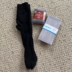 Lot of 3 Pairs of Footed Tights - two NWT - size 6-12m